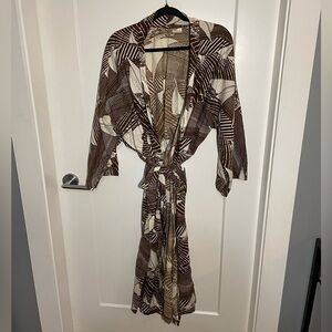 Majestic 100% cotton Brown Hawaiian Floral Robe Vintage 1980 OS Kimono